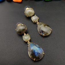 Natural Amethyst gold plated handmade earrings